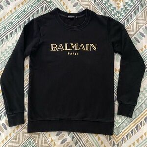 Balmain Kids Black Sweatshirt with Gold Logo